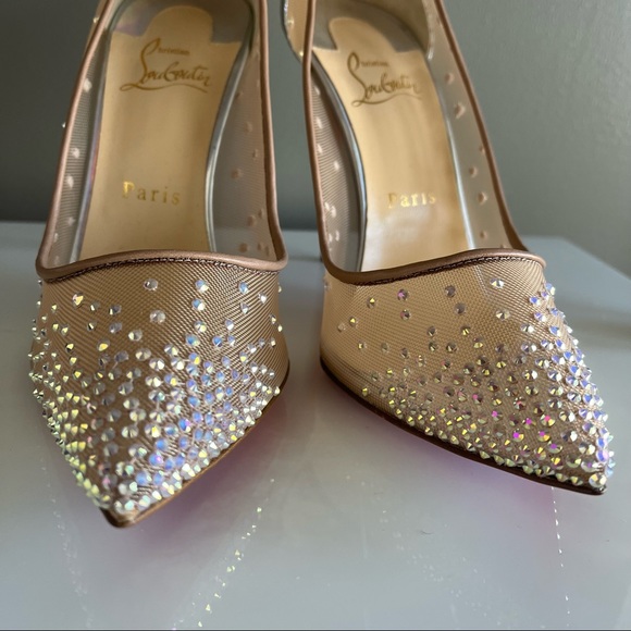 Christian Louboutin Follies Strass Pointed Toe Pump NWOT nerver worn Bridal Glam - Picture 4 of 13
